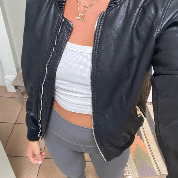 Faux Leather Bomber Jacket - Picture 6 of 6